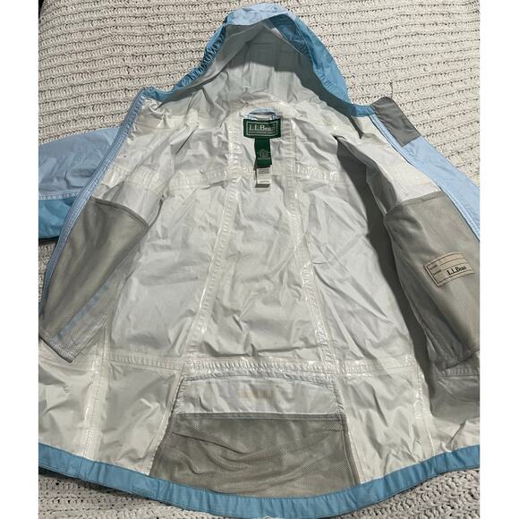 LL Bean Rain Coat Wind Breaker Lightweight Hooded Girls Medium 10-12 Blue 0 BVS1 - Picture 16 of 16